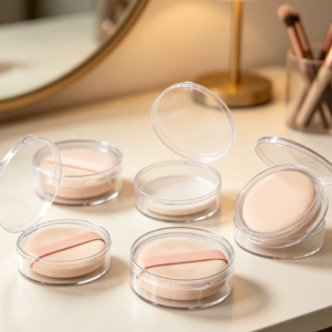 Portable, Dust-Proof Round Powder Puff Storage Case (Travel Set)