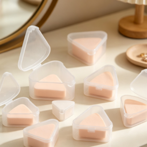 Portable Plastic Triangle Powder Puff Storage Case (Travel-Friendly)