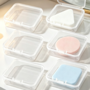 Portable, Multi-Purpose Square Powder Puff Storage Case (Transparent/Dust-Proof)
