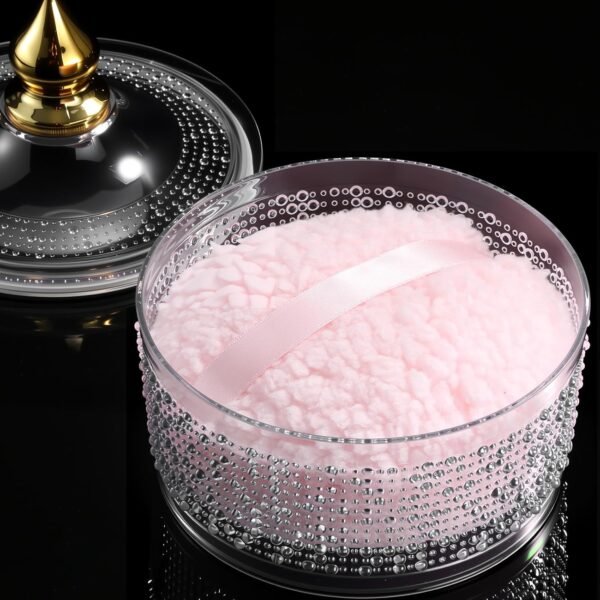 Acrylic Puff Storage Box With Leak-Proof Lid